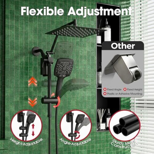 Filtered Shower Head with Handheld High Pressure Rainfall Showerhead - Black