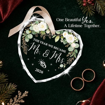 Mr Mrs 2026 First Christmas Married Ornament - Wedding Gift for Newlyweds