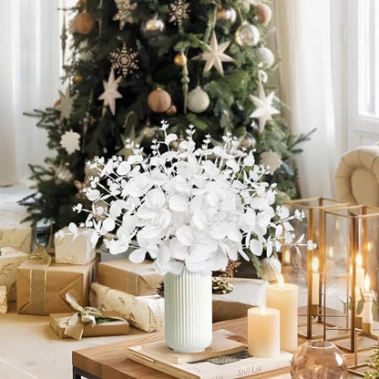 Yen Jean 14PCS White Eucalyptus Artificial Flowers for Home Decor - Faux Silk Stems