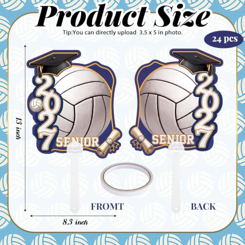 Graduation Fans with Handle - Volleyball Theme Senior 2027 Photo Props