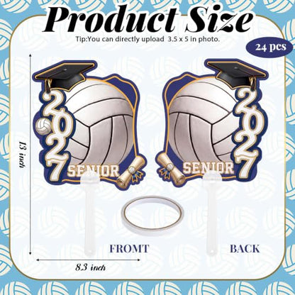 Graduation Fans with Handle - Volleyball Theme Senior 2027 Photo Props