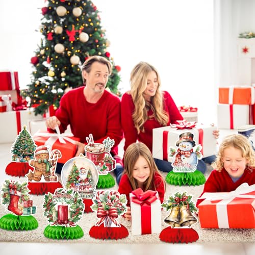 Christmas Honeycomb Centerpieces with Santa Claus for Holiday Table Decor