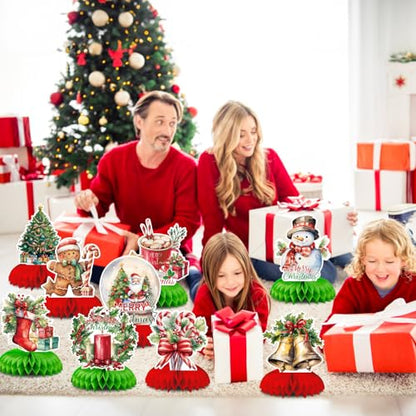 Christmas Honeycomb Centerpieces with Santa Claus for Holiday Table Decor