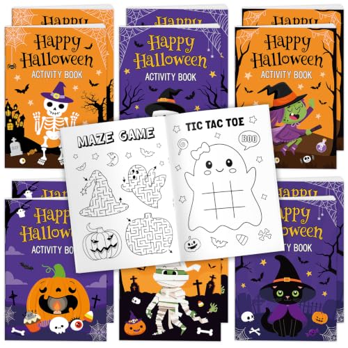 Halloween Activity Books Bulk Set - 12 Mini Coloring & Puzzle Books for Kids - Variation 12