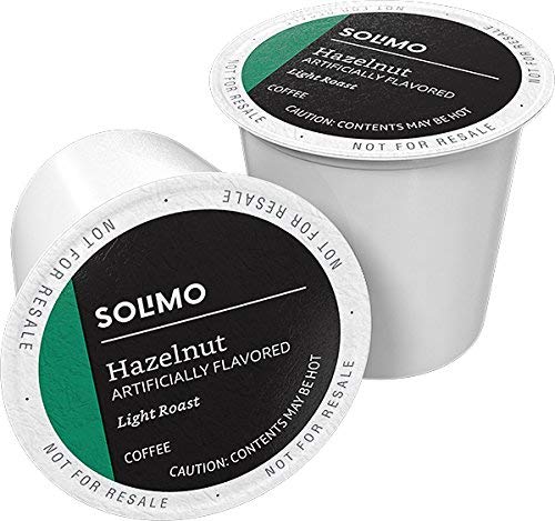 Solimo Hazelnut Flavored Light Roast Coffee Pods - Compatible with Keurig 2.0 | 100 Count