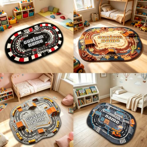 Personalized Off-Road Vehicle Track Rug - Kids Playroom Carpet 8