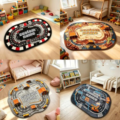 Personalized Off-Road Vehicle Track Rug - Kids Playroom Carpet 8