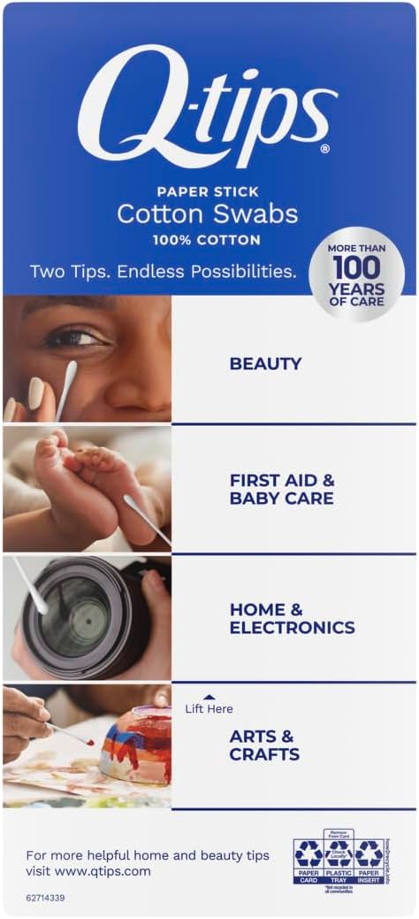 Q-tips Cotton Swabs - 100% Cotton Hygiene & Beauty Care | 625 Count for Gentle Cleansing