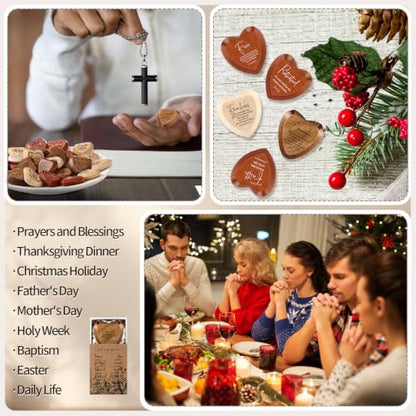 Christian Wooden Heart Gift Set with 108 Pieces & Inspirational Box - Multicolor