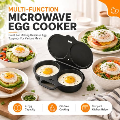 Dark Gray 2-Piece Microwave Egg Poacher with Lid & Handle - Quick Oil-Free Cooking