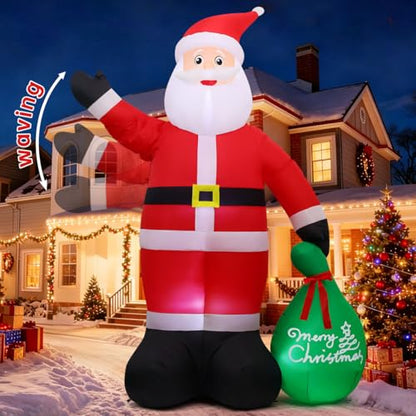 Inflatable Santa Claus Christmas Yard Decor with LED Lights - 10.3 ft