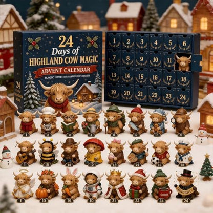 24 Days Highland Cow Advent Calendar - FF Christmas Holiday Countdown