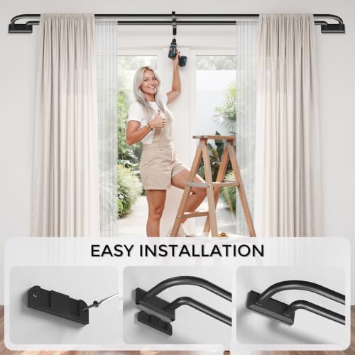 Black Double Curtain Rod 36-72 Inch - Wrap Around Design for Windows - Variation of THIS listing