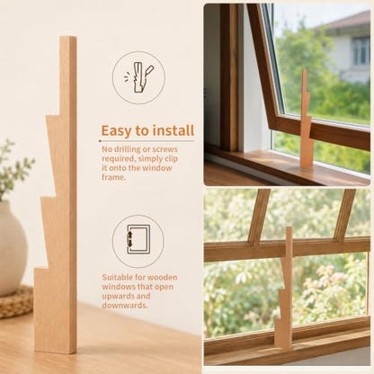 Wooden Window Prop Stick Opener - Adjustable Support for Ventilation