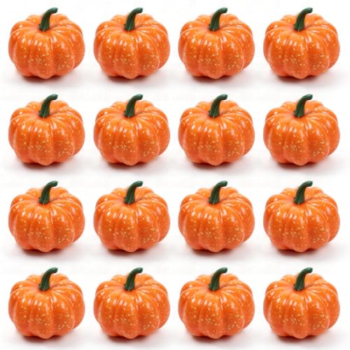 Mini Foam Pumpkins for Fall & Halloween Decor - 16 Pcs