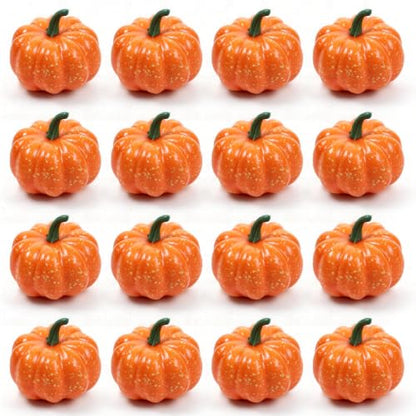 Mini Foam Pumpkins for Fall & Halloween Decor - 16 Pcs