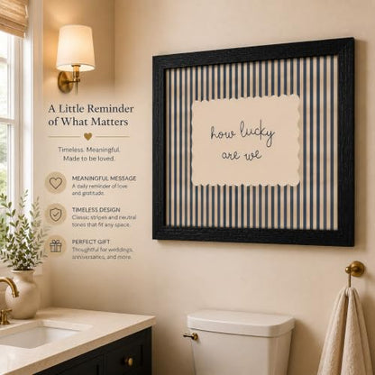Lucky Stripes Framed Wall Art - 'How Lucky Are We' Farmhouse Decor - 10 x 8 Inches