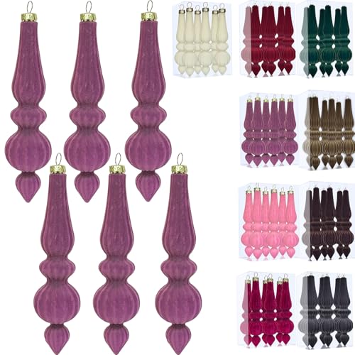 Lilac Velvet Christmas Ornaments Set 6.7 Inch - Shatterproof Ball Decor (6 Pieces)