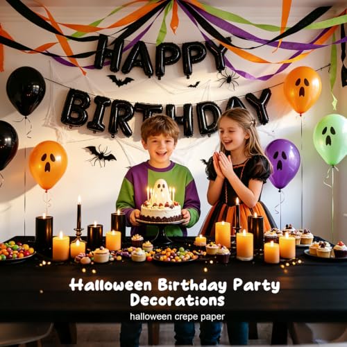 Halloween Crepe Paper Streamers - Black & Orange Party Decorations