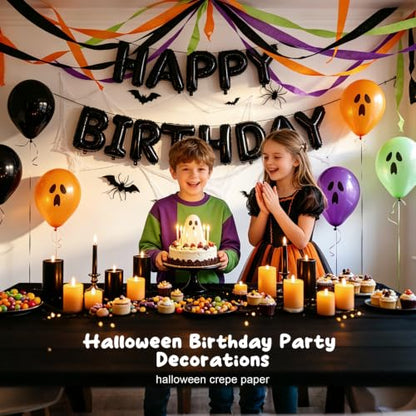Halloween Crepe Paper Streamers - Black & Orange Party Decorations