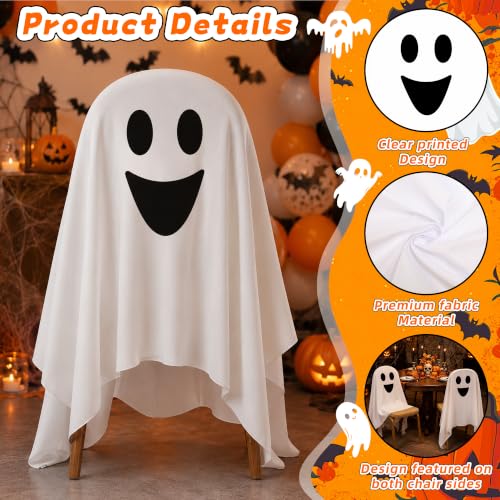 Halloween Ghost Chair Covers Set of 4 - White1, 59x63 Inch Spooky Decorations
