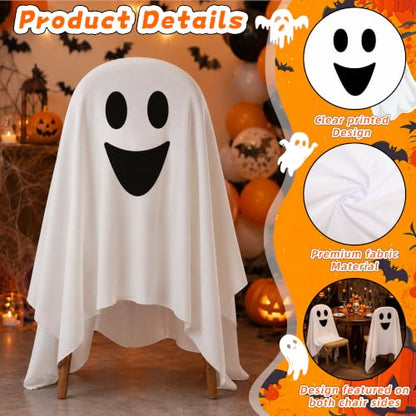 Halloween Ghost Chair Covers Set of 4 - White1, 59x63 Inch Spooky Decorations