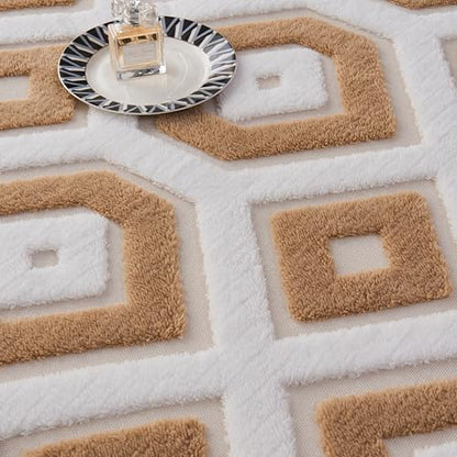 LEVINIS Boho Sherpa Fleece Blanket 80x90 Inch - Camel, Reversible Cozy Throw