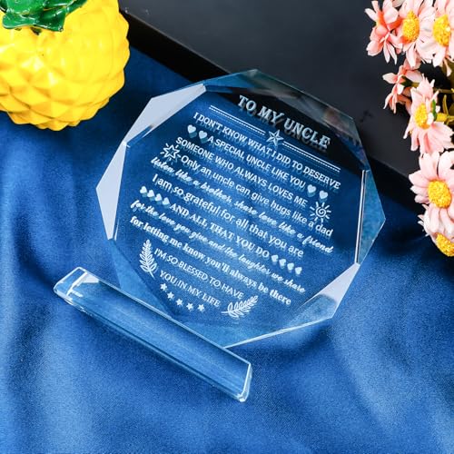Uncle Gifts from Niece Nephew - Crystal Keepsake for Uncle, Style 2