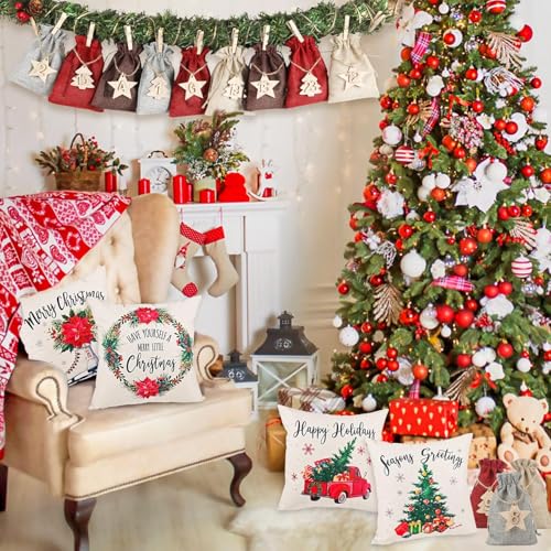 Christmas Advent Calendar Bags 24 Days DIY Countdown Hanging Decor Burlap Gift Bags