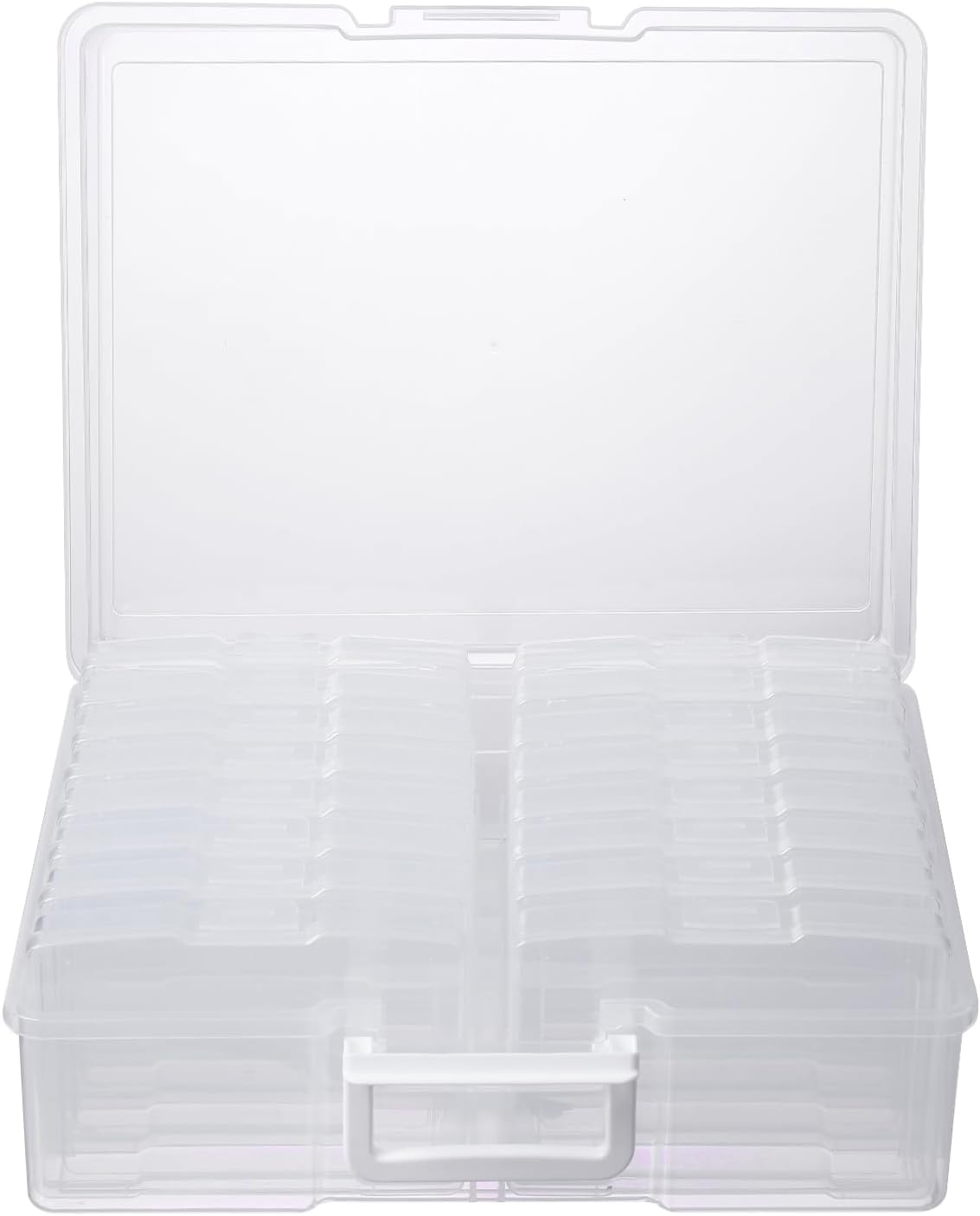 Novelinks Transparent Photo Cases - 4" x 6" Clear Craft Keeper with Handle & 16 Inner Organizers