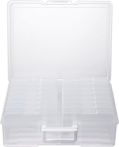 Novelinks Transparent Photo Cases - 4" x 6" Clear Craft Keeper with Handle & 16 Inner Organizers