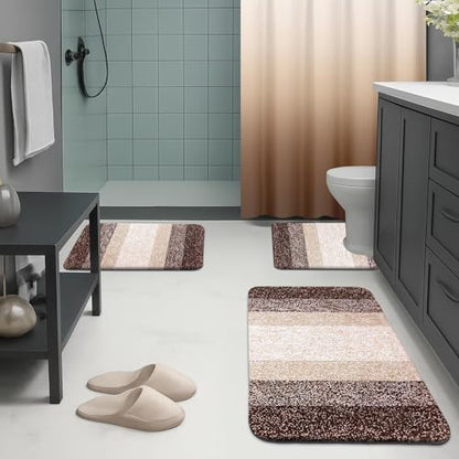 Ombre Brown Bathroom Set with Shower Curtain, Rugs & Accessories