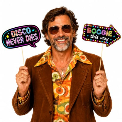 70s Disco Photo Booth Props for Birthday Party Decorations
