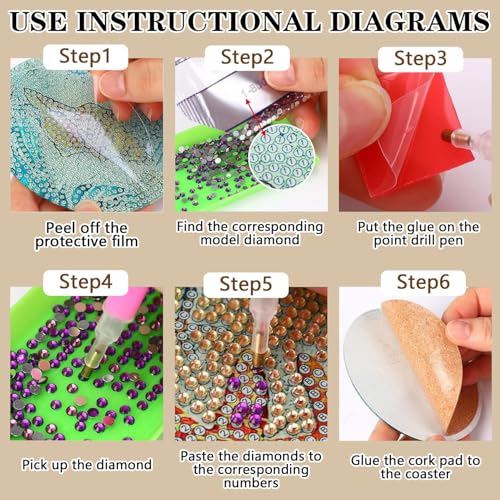 Christmas Cow Diamond Art Coasters Kit - 8 pcs Holiday Drink Protectors with Holder