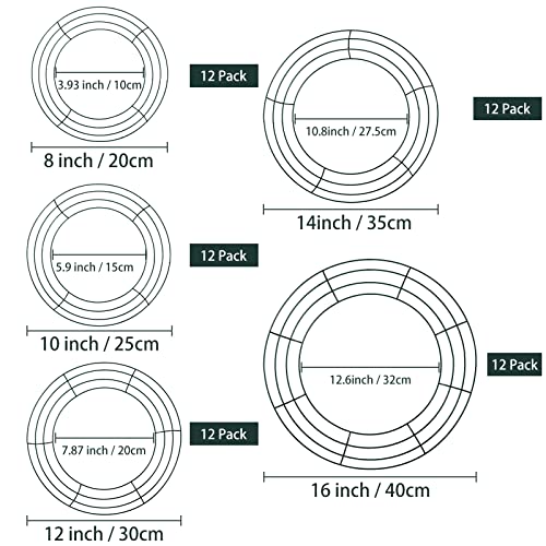 12 Inch Green Metal Wreath Frame Round Wire Ring for DIY Crafts & Decorations