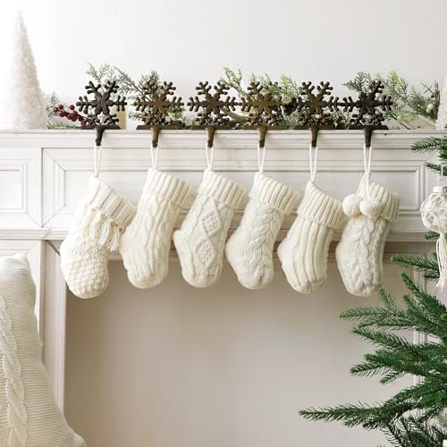 Mini Knitted Christmas Stockings 6 Pack - Rustic Farmhouse Holiday Decor