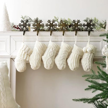 Mini Knitted Christmas Stockings 6 Pack - Rustic Farmhouse Holiday Decor