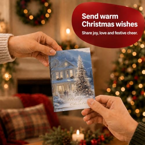 Christmas Card Pack 20 - Painted Winter Scenes - Holiday Greeting Cards with Envelopes