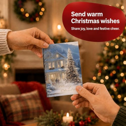 Christmas Card Pack 20 - Painted Winter Scenes - Holiday Greeting Cards with Envelopes