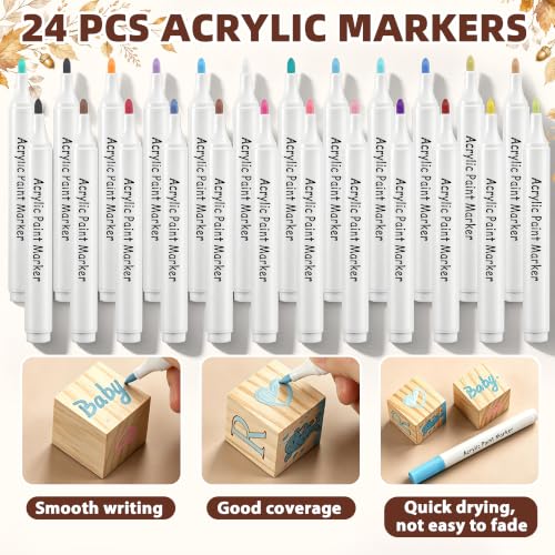 Baby Shower Games Kit with Templates and Wooden Blocks - Gold & E+ Variation