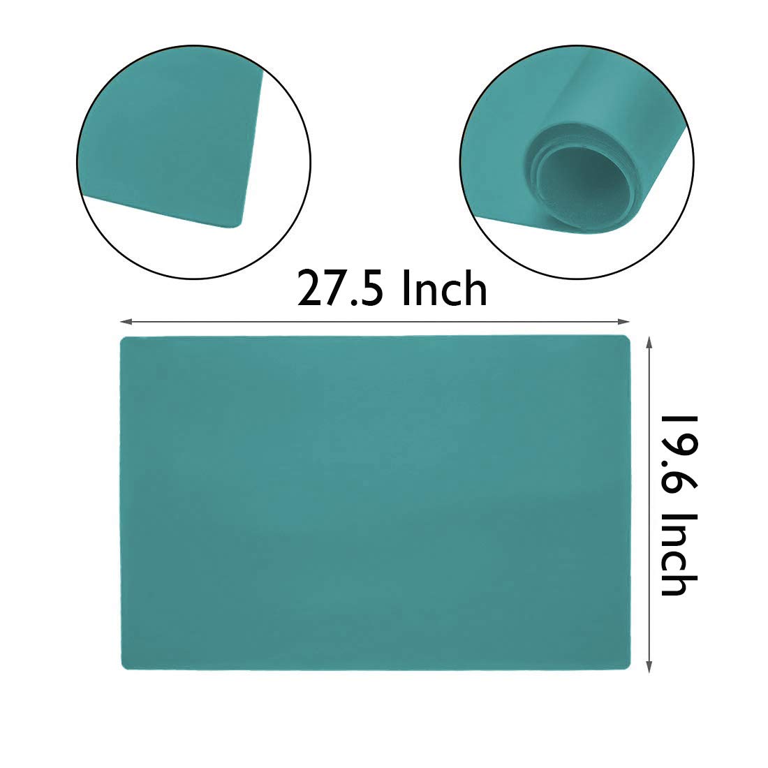 27.5 ''by 19.6 ''Oversize Silicone Placemat for Craft Flexible Multipurpose Huge Extra Large Size Non Slip Waterproof Baking Mat Sheet Dark Green 1 PCS