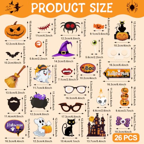 Halloween Photo Booth Props Kit 26 Pieces Spooky Party Decorations