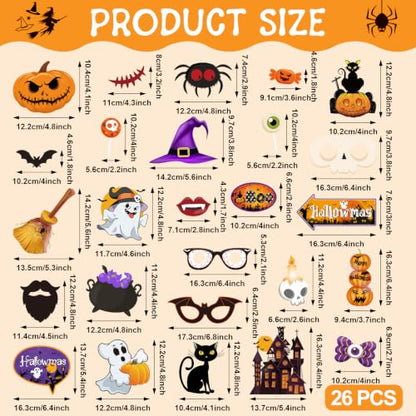Halloween Photo Booth Props Kit 26 Pieces Spooky Party Decorations