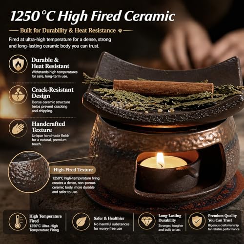 Herb Burner Kit - Japanese-Inspired Ceramic Aromatherapy Set with 1250°C Firing