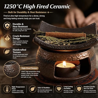 Herb Burner Kit - Japanese-Inspired Ceramic Aromatherapy Set with 1250°C Firing