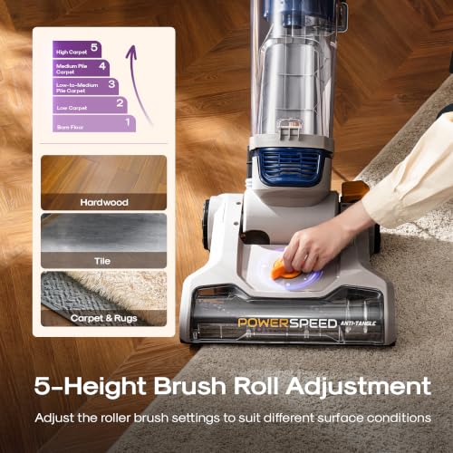 Upright Vacuum Cleaner for Home with Anti-Tangle Brush Roll, Pet Hair Removal