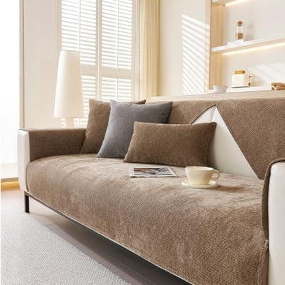 Brown Couch Cover for Leather Sofa - Non-Slip 28x28in Protection