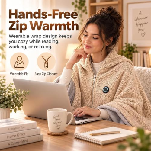 Rechargeable Heated Shawl Wrap for Women with 3 Heat Settings - Fast Heating & USB Powered (Variation A)
