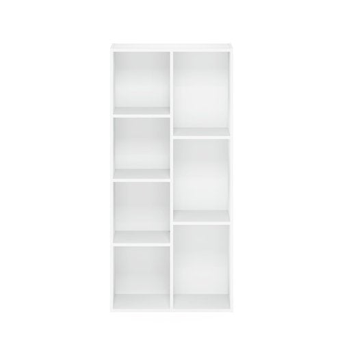 Furinno LUDER Book Shelf, 7-Cube Bookshelf, Bookcase with Open Shelves, 9.4 x 19.5 x 41.7, Easy Assembly, for Living Room, Bedroom, Home Office, White