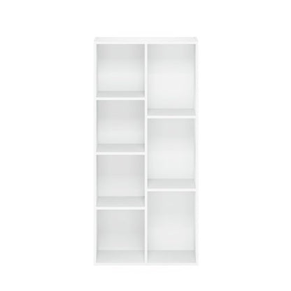 Furinno LUDER Book Shelf, 7-Cube Bookshelf, Bookcase with Open Shelves, 9.4 x 19.5 x 41.7, Easy Assembly, for Living Room, Bedroom, Home Office, White